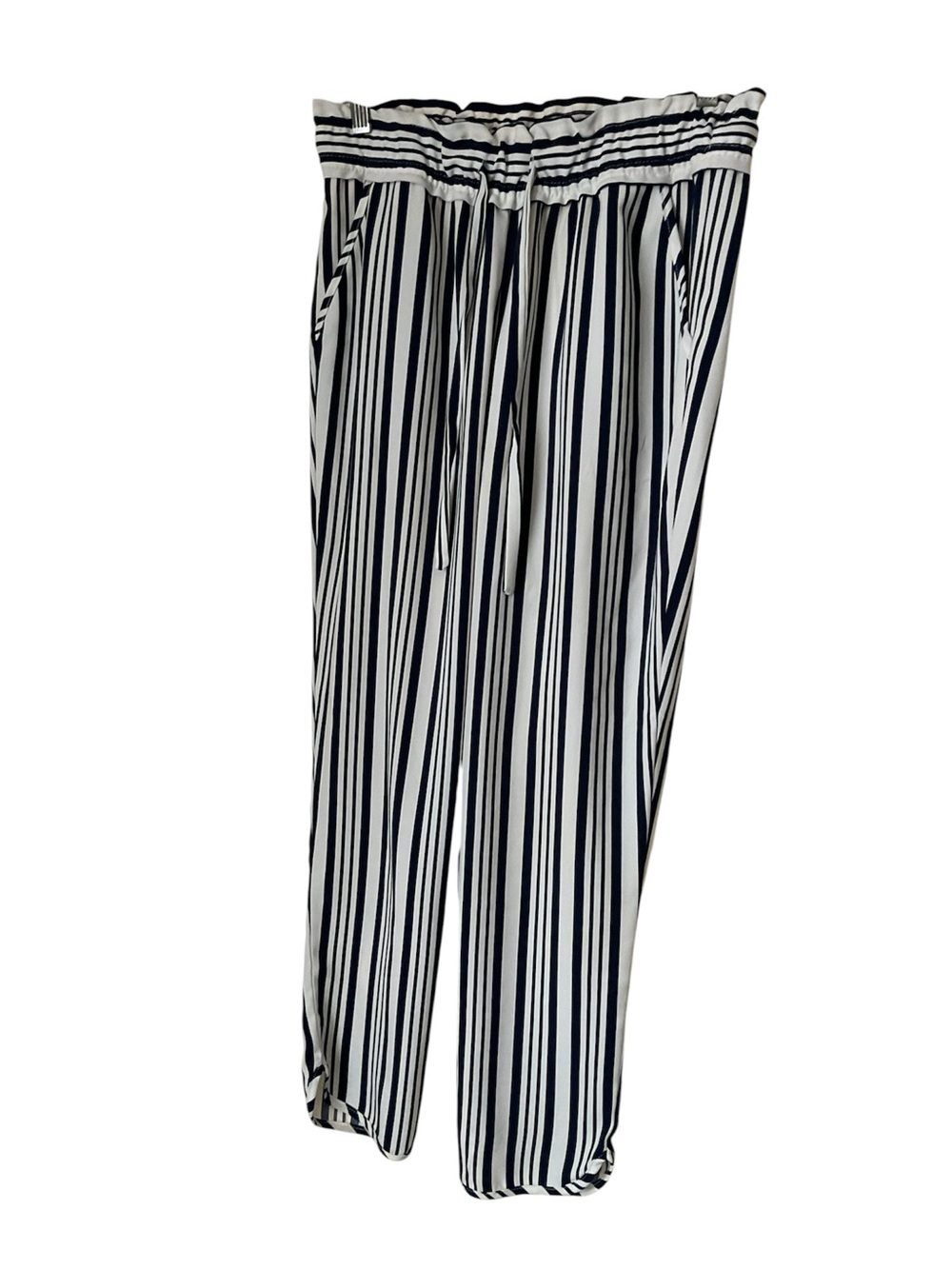 ZARA Striped Drawstring Wide-Leg Pants - Black & White Sz S